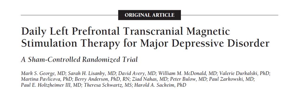Optimization of TMS ( OPT-TMS ) Study an independent, NIMH-funded study Major Findings: