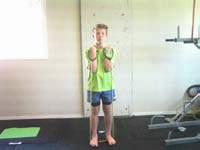 Reverse Curls Stand with feet shoulder width apart and the resistance band under your mid feet (wear shoes).
