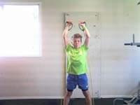 Your arms should move in a slightly arcing position. Slowly return to the start position.