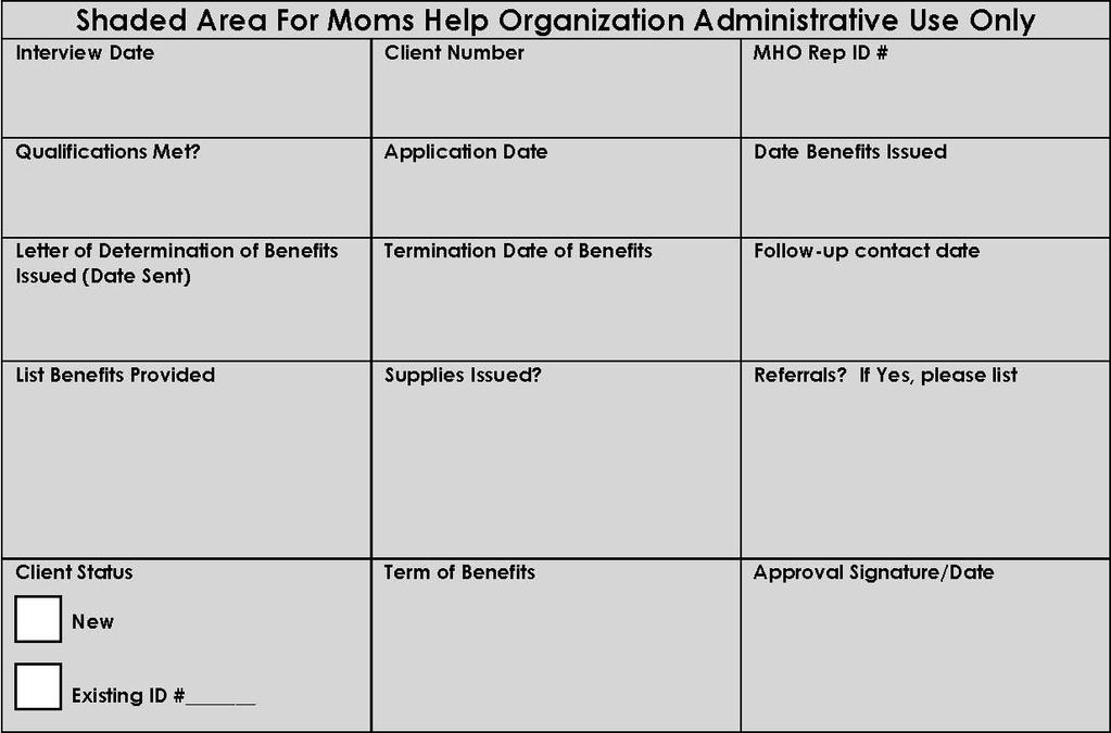 This Page is for Moms Help Organization, Inc.