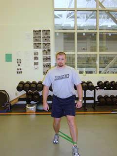 Theraband Hip Backward These can be performed in consecutive sets or circuit training style (Around the World).