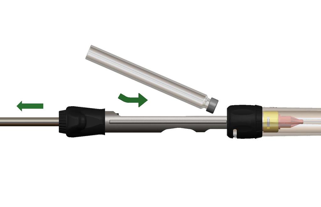 3. Cartridge Loading 3b 3a 3a Pull plunger back against spring and hold. 3b Slide cartridge into syringe body opening and release plunger to secure. 4.
