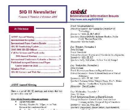 SIG III Newsletter: A Sample Issue This pre-annual conference issue offers an overview of SIG III activities and events during the annual meeting.