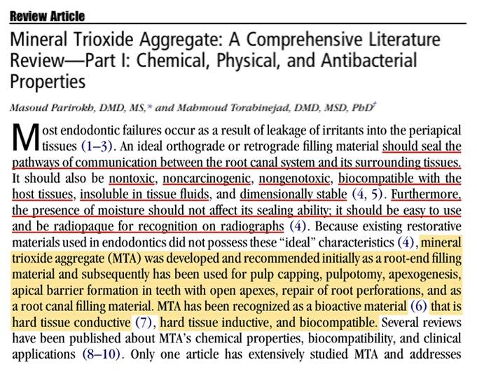 Mineral trioxide aggregate: a comprehensive literature review Part I: