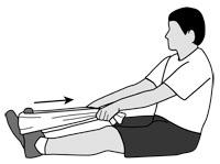 4. Towel Stretch You should feel this stretch in your calf and into your heel Equipment needed: Hand towel Sit on the floor with both legs out in front of you.
