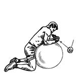Forearms Wrist Curl (Ball) Secondary Muscles Inside Forearms Starting Position Kneel in front of the ball, rest your forearms on it and grasp the handles with your palms