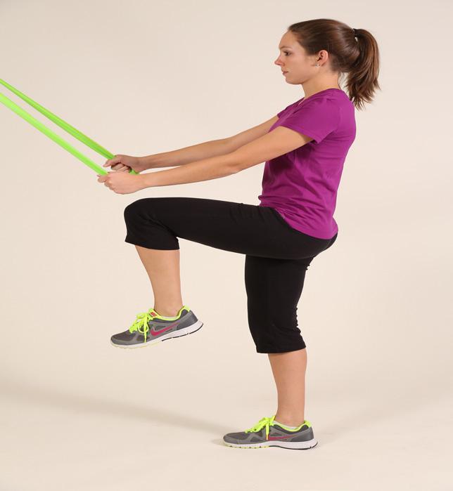 42 Single leg balance with theraband front pull You will need a resistance band or theraband for this exercise.