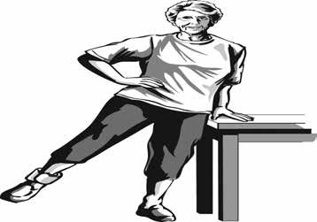 Side hip strengthening exercise Strap the weight onto your ankle Stand up tall beside the bench Hold onto the bench Keep the exercising leg straight and the foot straight