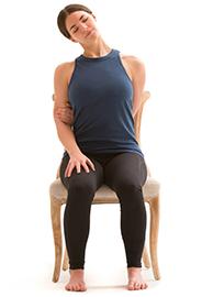 3 minutes or less Relieves muscles involved with rotating and tilting your head Carol Krucoff 7 3. ear to shoulder stretch Begin from seated mountain pose.