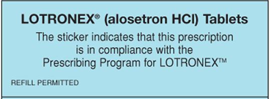 The Prescribing Program for LOTRONEX (PPL) Affix sticker to every prescription for LOTRONEX and its authorized generic: