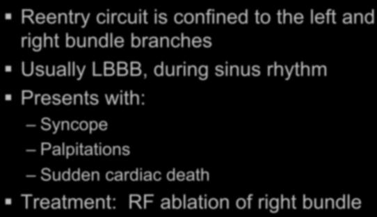 bundle branches Usually LBBB, during sinus rhythm
