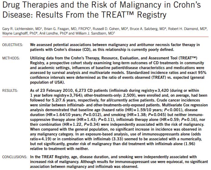 Less Risk of Malignancy with Biologic Monotherapy?