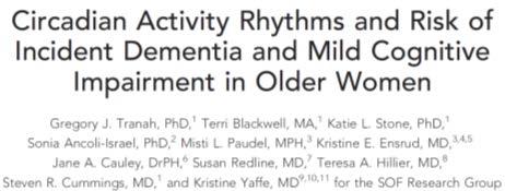 Sleep and circadian alterations may precede dementia I ANN NEUROL 2011;70:722 732 Older, healthy women ANN NEUROL with