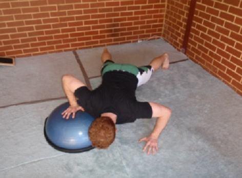 Plyometric BOSU Push-ups Start in a push-up position with one hand on the BOSU.