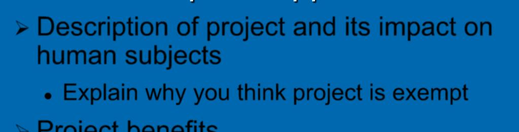you think project is exempt Project benefits