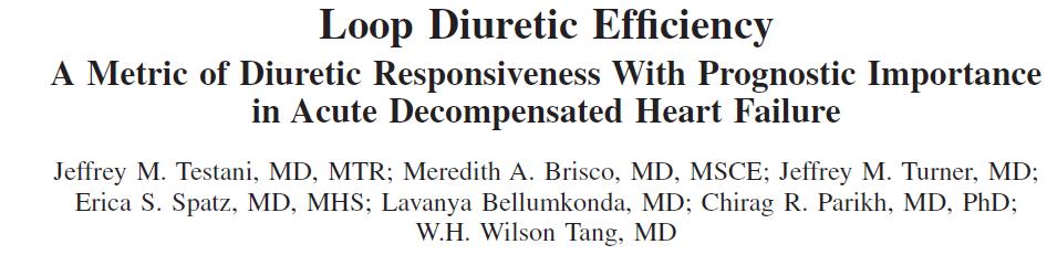 Diuretic efficiency (DE) was estimated as the net fluid output produced per 40 mg of furosemide equivalents moderate correlation between DE and both intravenous