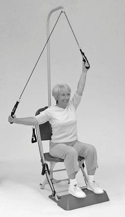 Abduction Stretch 1. Sit upright in chair with back against posture support. 2. Grasp overhead pulleys with arms out to sides. 3.