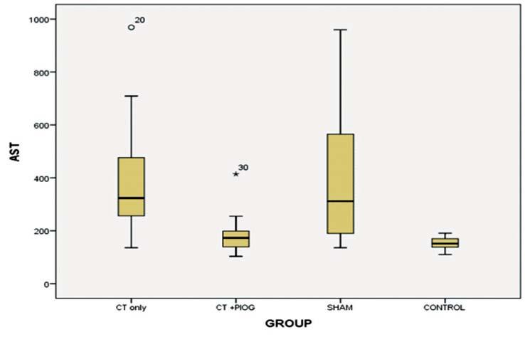 It was observed that 95% of the samples in group 1, 100% in group-2, 100% in group-3 and 70% in group-4 demonstrated minimal lobular inflammation (Fig. 4 and Fig. 5 A).