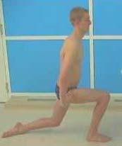 Start in an upright kneeling position with one leg forward (knee at right