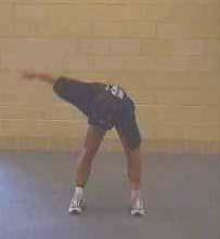 ARM-SWINGS WITH TRUNK ROTATION Starting Position feet at shoulder width (or wider) and knees slightly bent; trunk bent forward (maintain