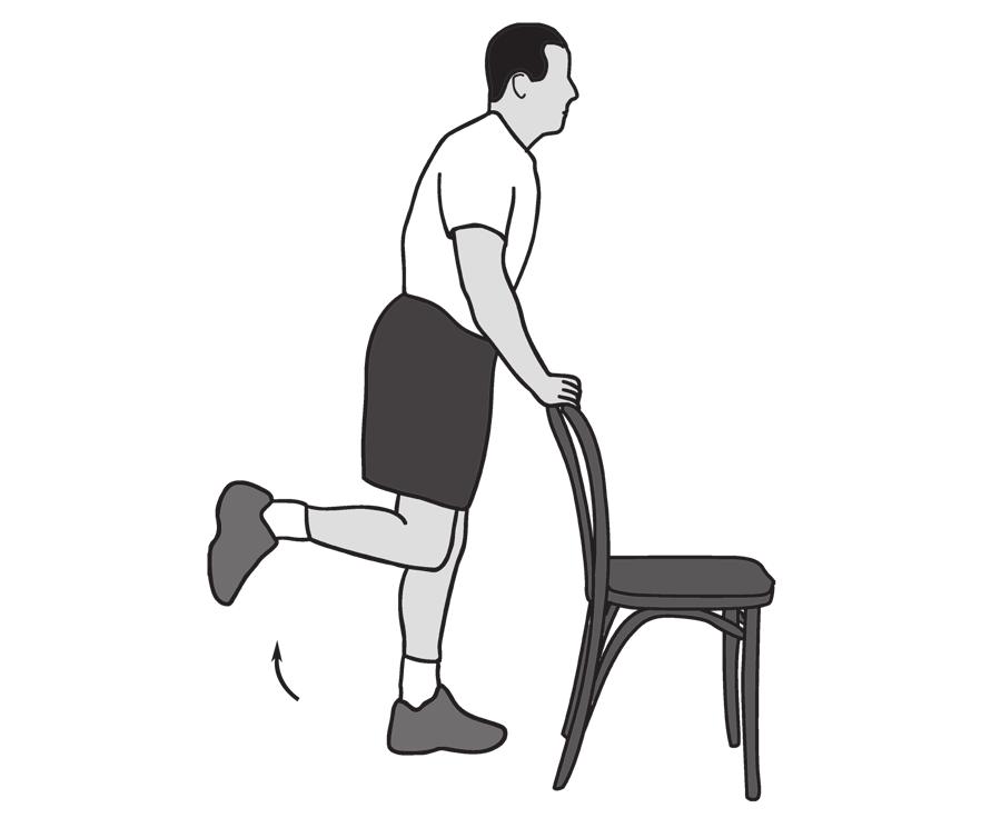 4. Half Squats Main muscles worked: Quadriceps, gluteus, hamstrings You should feel this exercise at the front and back of your thighs, and your buttocks by holding hand weights. Begin with 5 lb.
