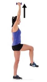 Return to a standing position with your nonbalancing leg bent to 90 degrees and