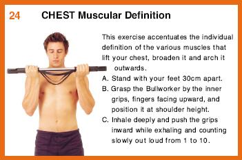 Repeat the exercise with your left hand positioned in front of the left side of your chest. 24.