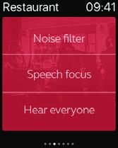 To mute/unmute the hearing aids, force touch on the screen.