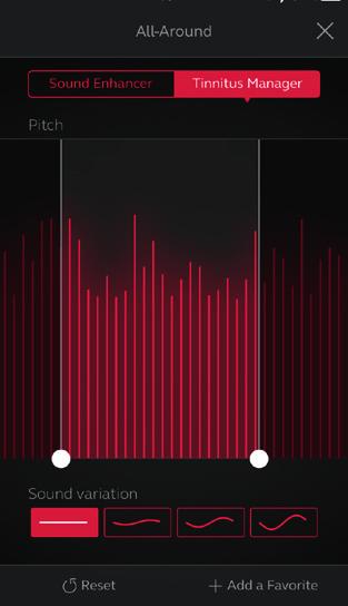 Tinnitus Manager functionality If you have a program fit with white noise Pitch Adjust the frequency shaping (pitch) by moving the two sliders left and right.