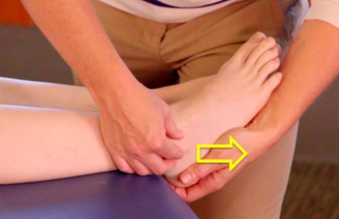 The movement is also repeated or sustained to assess the response of the movement on the concordant sign The patient assumes a sidelying position with the medial border of the foot placed on the
