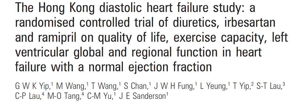 150 patients LVEF > 45% The use of diuretic (either loop diuretic or thiazide) quickly improved symptoms and quality of life.