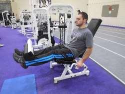 Seated leg extensions  Start by positioning seat and resistance lever to a comfortable position i.e. while seated the legs should start in a flexed position and the lever pad should be placed just top of foot or very bottom shin portion of leg.