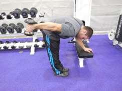 dumbbell in a flexed position close to the body (dumbbell should be right in front
