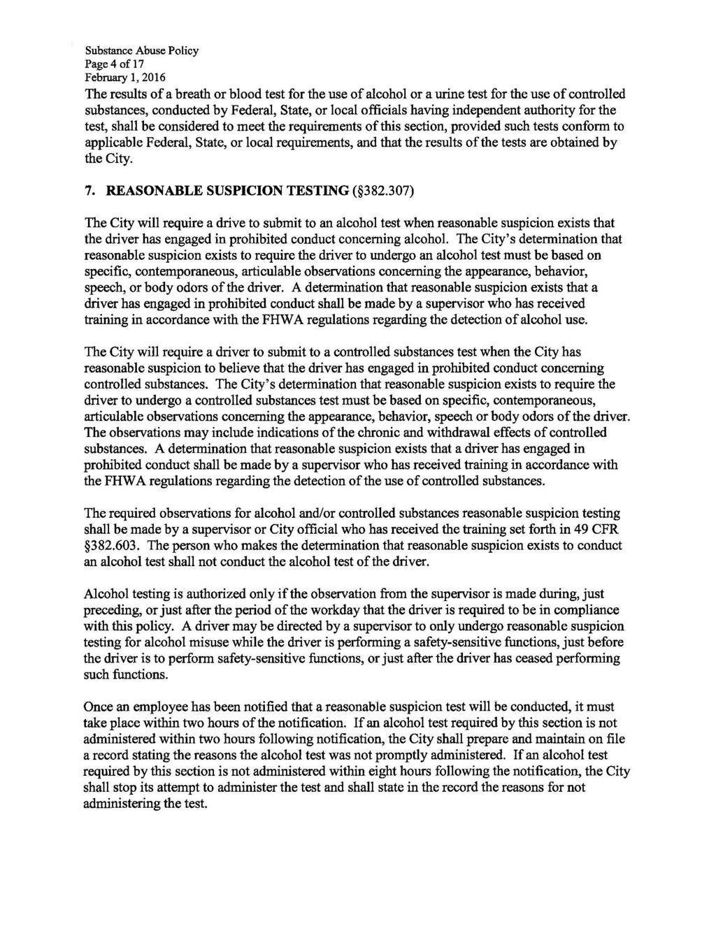 Page4 of17 The results of a breath or blood test for the use of alcohol or a urine test for the use of controlled substances, conducted by Federal, State, or local officials having independent