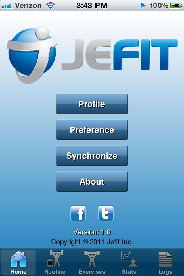 4 How To Start * JEFIT Main Menu * Opening up your JEFIT Workout Application for the first time, you will be brought to the