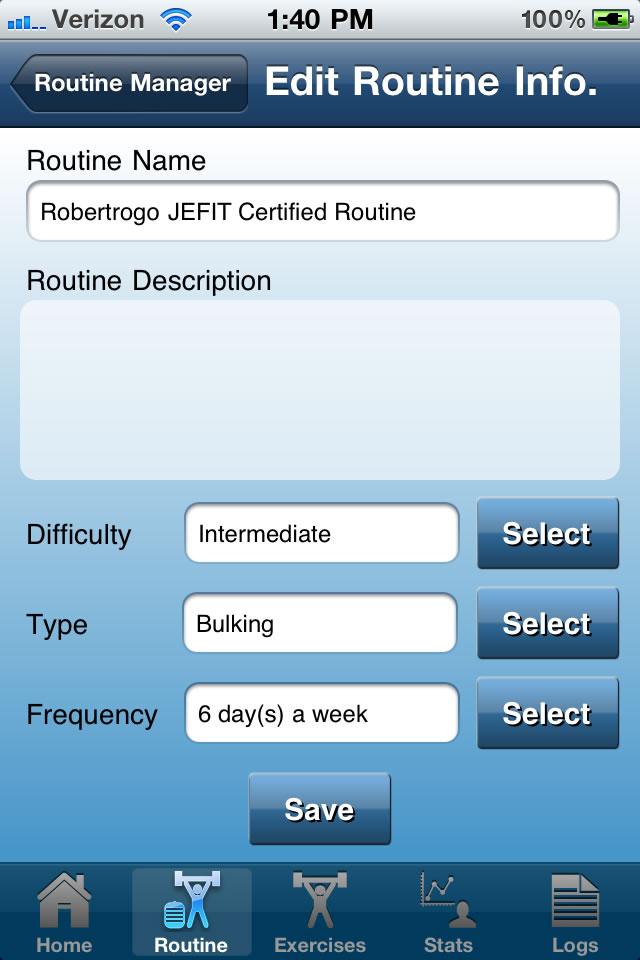 The workouts that you have downloaded off of the Online JEFIT Routine Database
