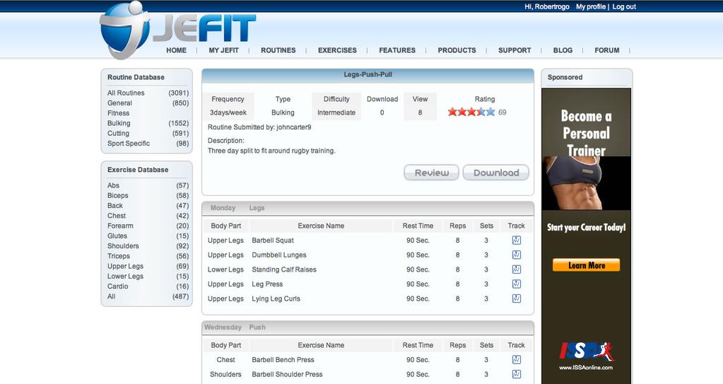 online JEFIT Profile will be updated in the process with the added information.