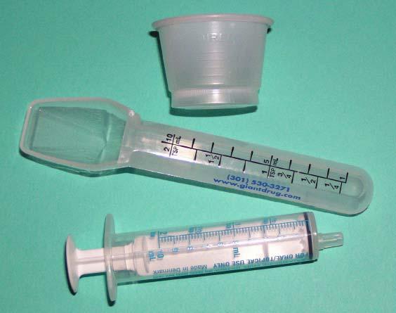 Measuring Tools for Medicines 29 A lot of liquid over-the-counter medicines for children and adults come with a little measuring cup like the one you see at