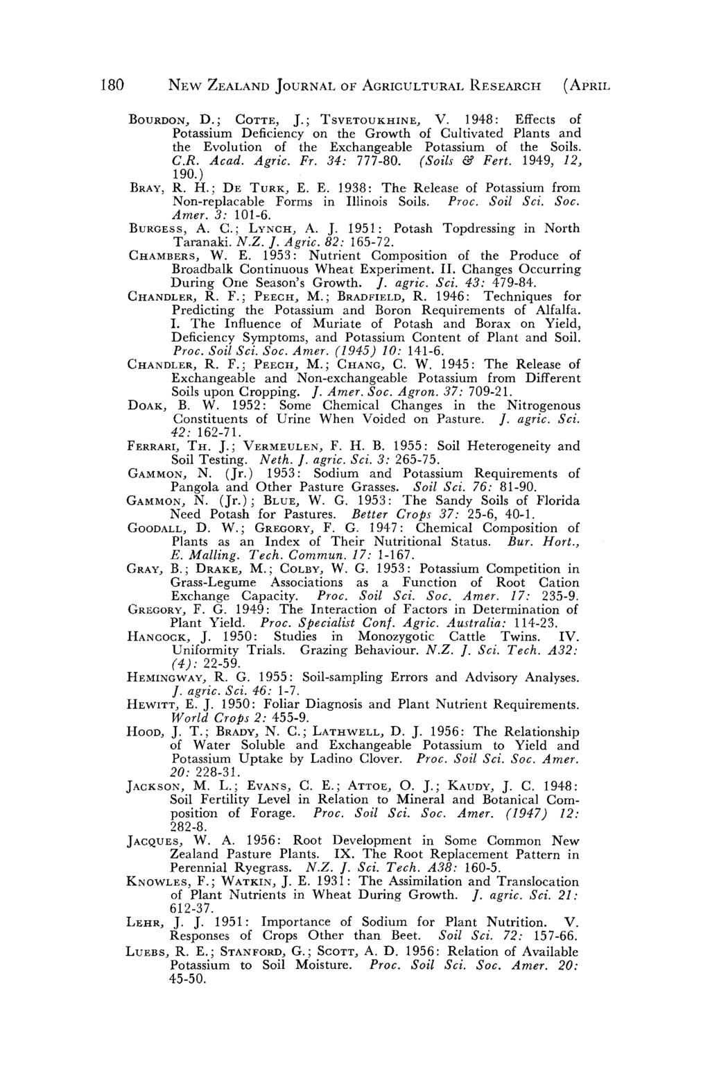 180 NEW ZEALAND JOURNAL OF AGRCULTURAL RESEARCH (APRL BOURDON, D.; COTTE, l; TSVETOUKHNE, V.
