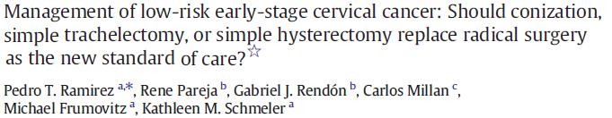Less radical surgery? Review of rate of parametrial involvement if N-, <2cm, no LVSI: 0.