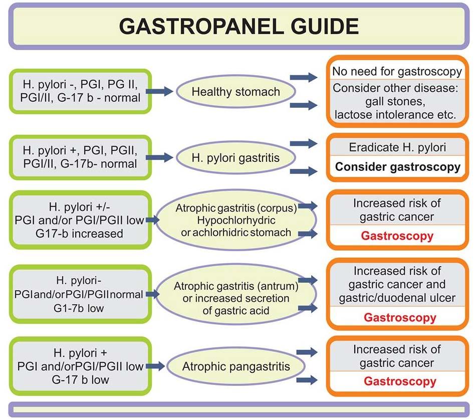 3 Helicobacter pylori, gastric cancer and gastropanel 153 Figure 1. Gastropanel guide.