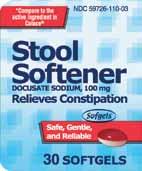 Docusate Sodium, 250 mg Relieves Constipation, 100, Compare to Colace Simethicone 125