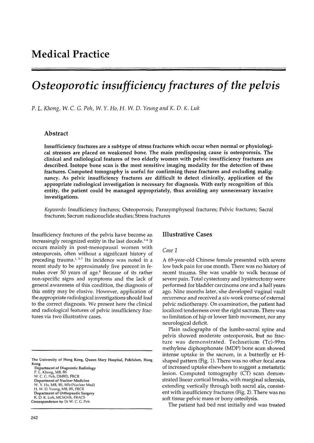 Medical Practice Osteoporotic insufficiency fractures of the pelvis P. L. Kh