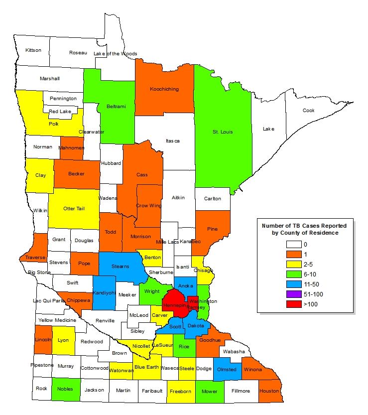 Tuberculosis Disease: Minnesota, 2011 2015 64% 23% Hennepin: 289 Ramsey: 164