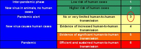 Current WHO Phase of Pandemic Alert (Nov 2005) Source:
