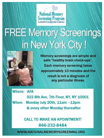 Example f a scial media pst t advertise memry screenings: Early memry screenings can be helpful! Memry screenings are FREE and take apprximately 10 minutes.