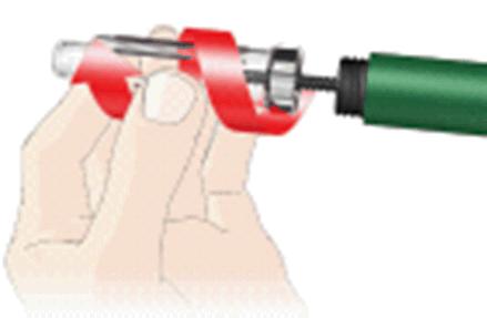 The screw may be in or out when you get the pen. If the screw is out, use the cartridge plunger to push the screw back.