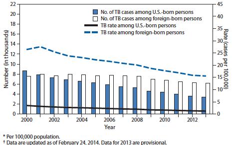 Tuberculosis cases among US born and