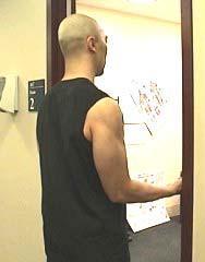 Raise the arm upward keeping the elbow straight.  Do 10 repetitions to 90 degrees.