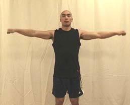 Pause for one second and slowly lower and repeat. Lateral Raises Stand with the arm at your side with the elbow straight and the hands rotated so that the thumbs face forward.
